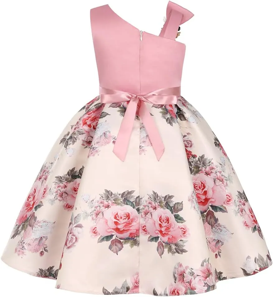 2T-9T Off Shoulder Flower Girls Dress Pageant Party Floral Formal Dresses