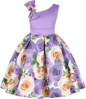 2T-9T Off Shoulder Flower Girls Dress Pageant Party Floral Formal Dresses