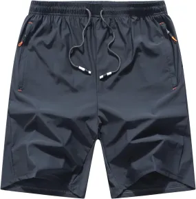 Boys Lightweight Athletic Running Shorts Quick Dry Workout Shorts for Gym Shorts Hiking with Zipper Pockets
