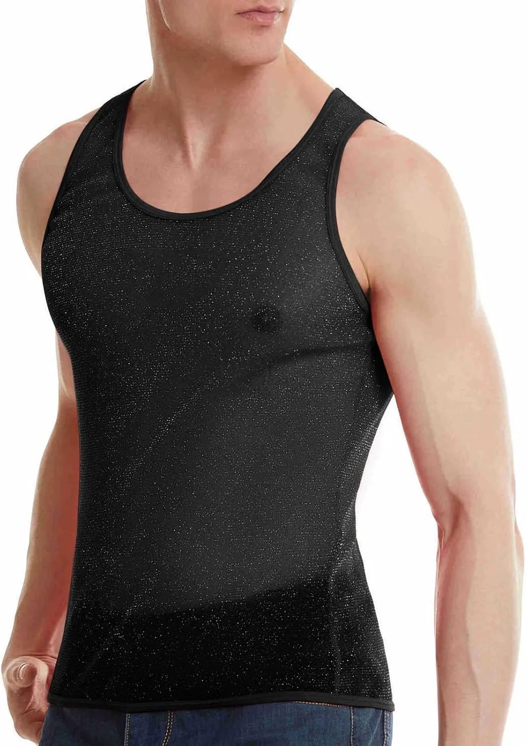 Cambkatl Men's Sheer Mesh Sleeveless Sexy Muscle Tee Shirts Fashion Summer Workout Casual Clubwear Tank Top