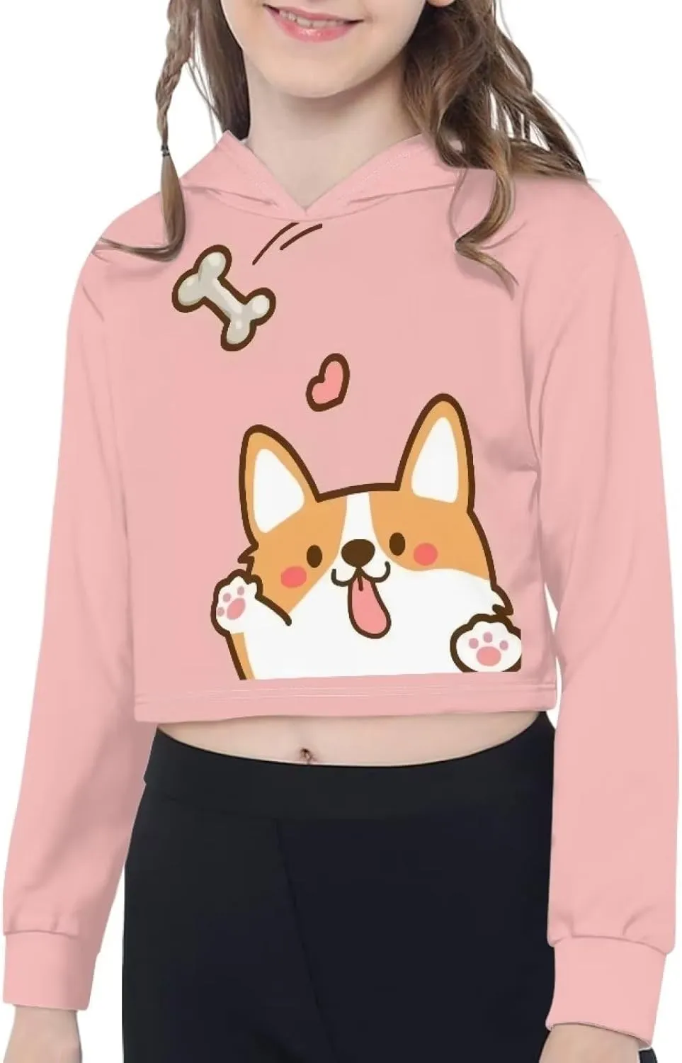 Crop Tops for Kids Girls Crop Hoodies Long Sleeve Shirts Cropped Hoodie