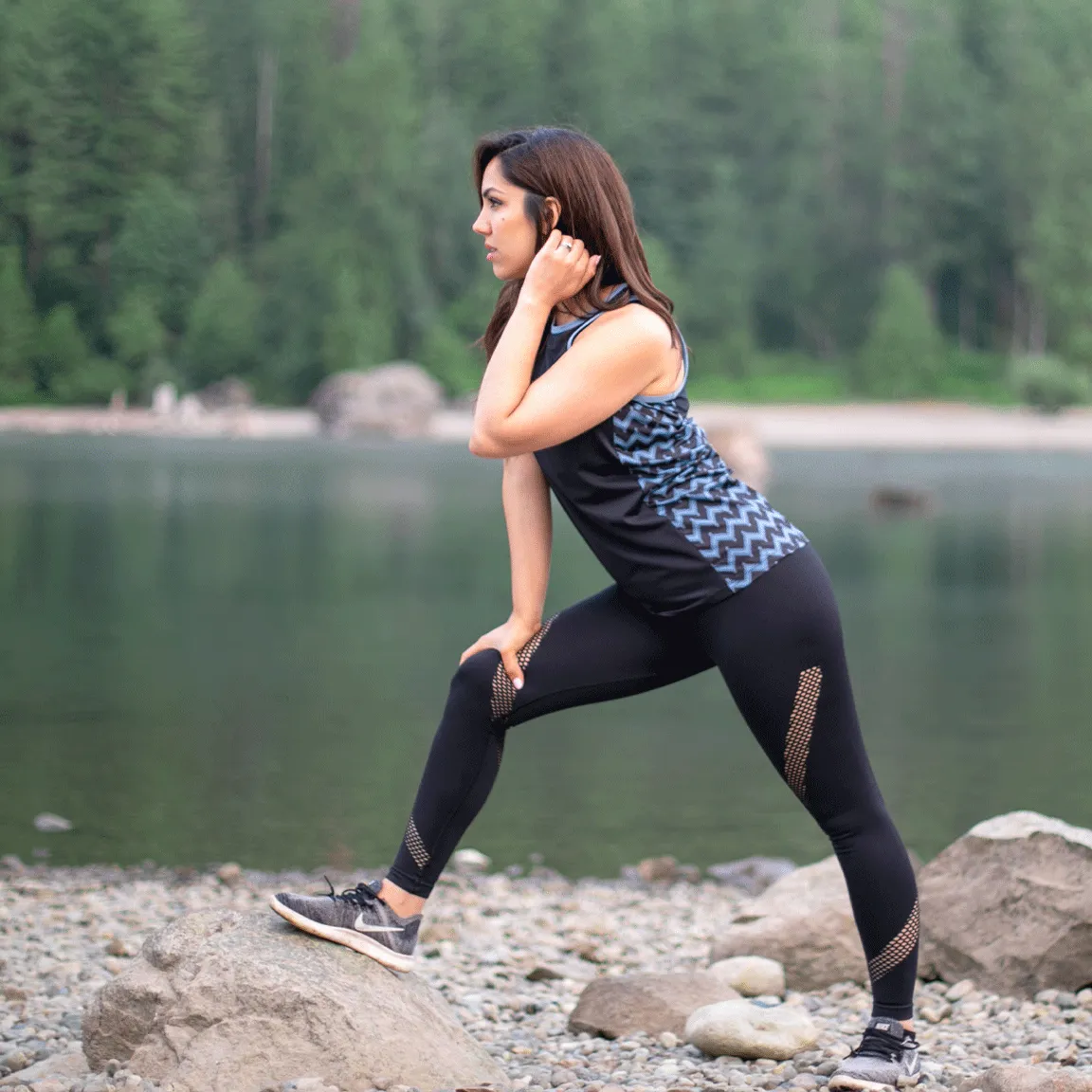 Final Sale Blue Chevron Biker Unleashed Tank