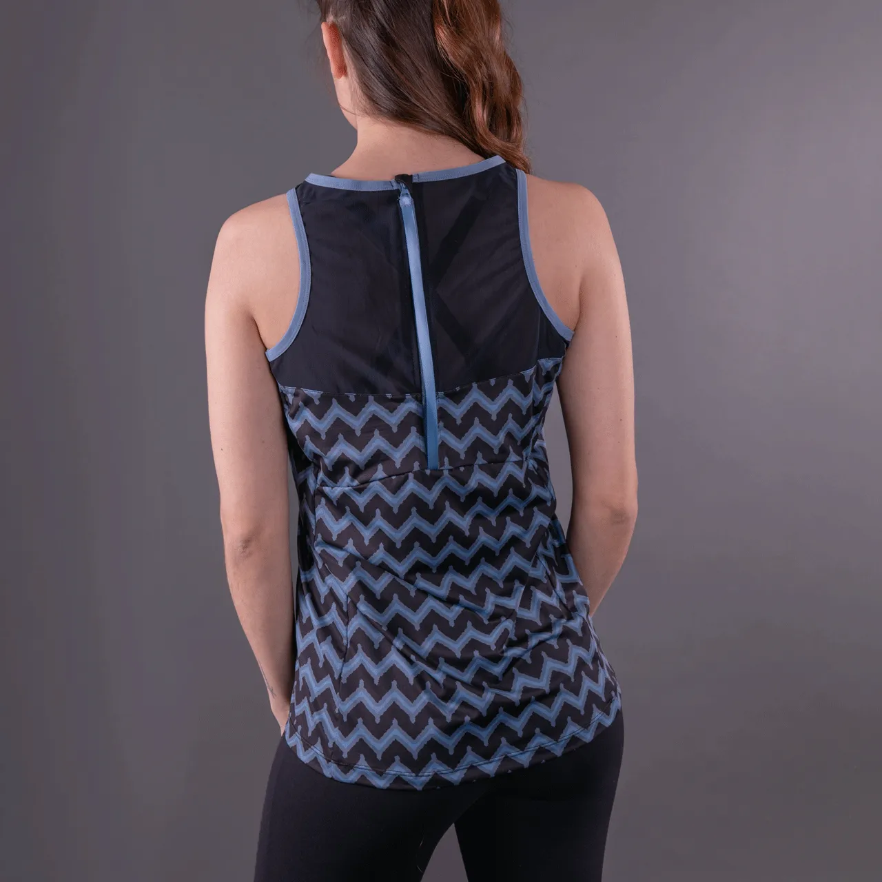 Final Sale Blue Chevron Biker Unleashed Tank