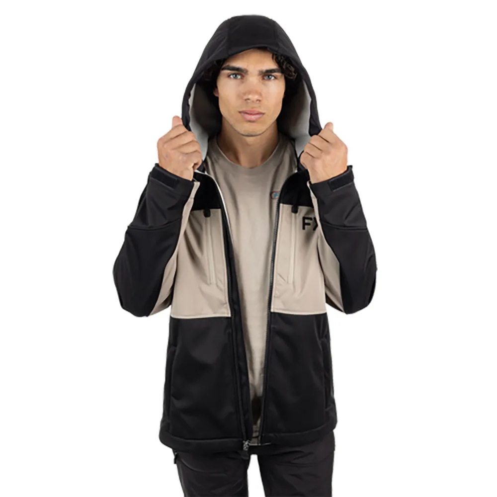 FXR Mens Helium Pro Softshell Snowmobile Jacket Black/Stone