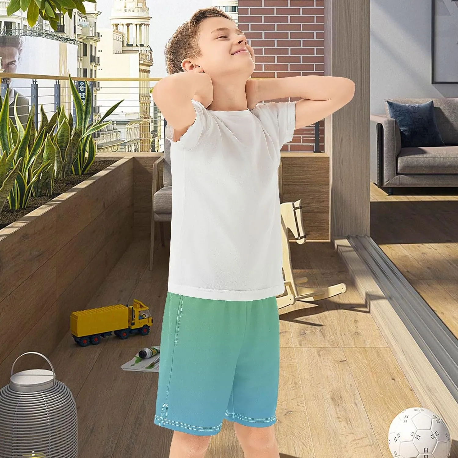 Gradient Boys Athletic Shorts Quick Dry Active Soccer Shorts with Pockets for Kids