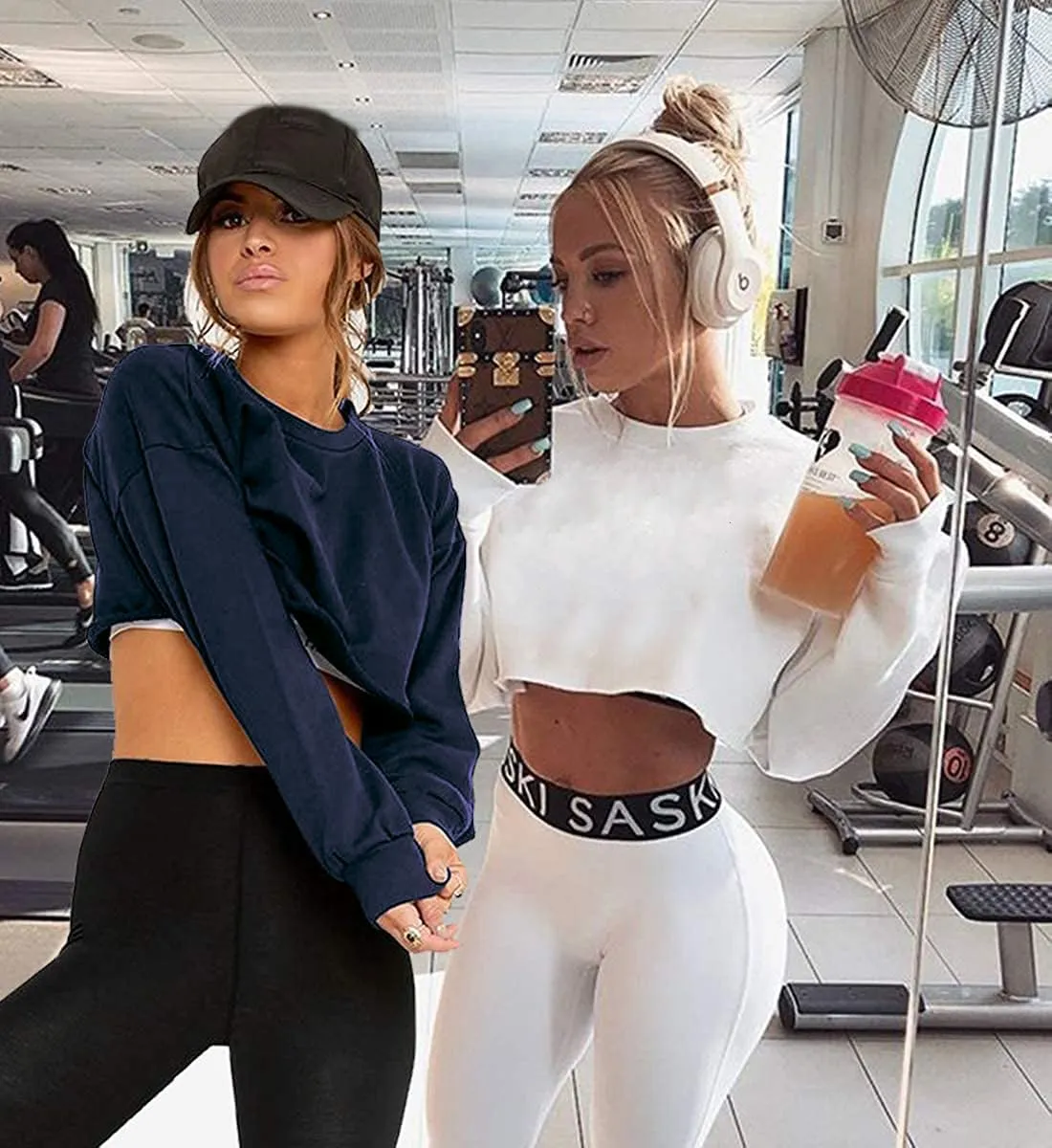 Kyerivs Casual Crop Sweatshirt for Women Crewneck Cropped Shirts Workout Long Sleeve Crop Tops