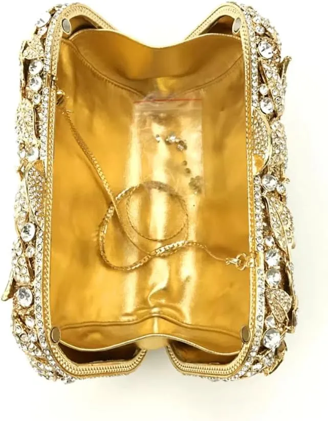 Ladies Crystal Evening Bag Flower Luxury Rhinestone Clutch Bags Diamond Party Wedding Handbag Sparkle Party Purse