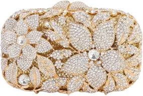 Ladies Crystal Evening Bag Flower Luxury Rhinestone Clutch Bags Diamond Party Wedding Handbag Sparkle Party Purse