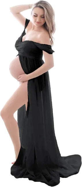 Maternity Lace Dress for Photoshoot Off Shoulder Gown Pregnancy Dresses for Photography