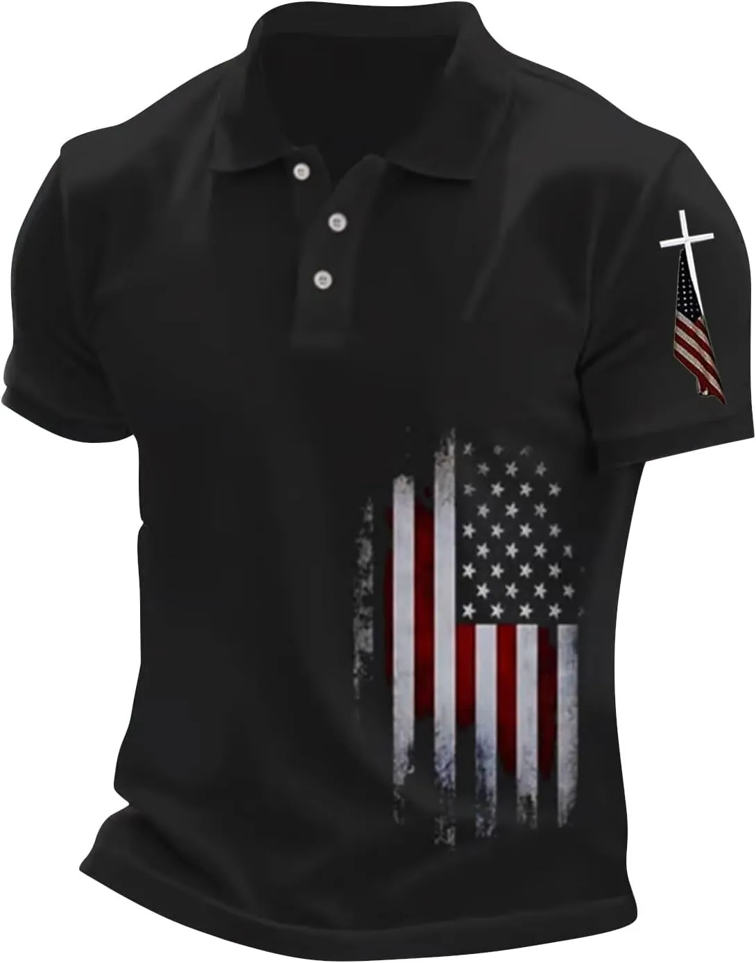 Mens American Falg Polo Shirts Button Collared Short Sleeve Performance Patriotic Shirt 2025 4th of July Tshirt