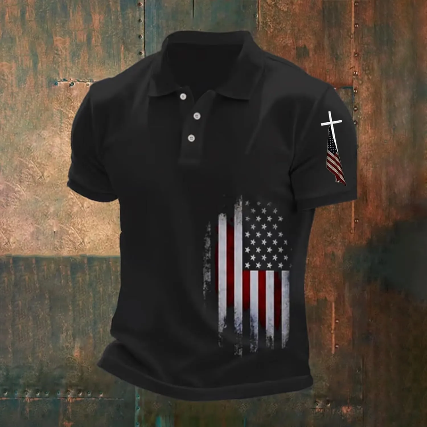 Mens American Falg Polo Shirts Button Collared Short Sleeve Performance Patriotic Shirt 2025 4th of July Tshirt