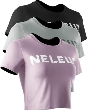 NELEUS Women's Running Crop Tank Tops Dry Fit Workout Athletic Crop Shirts Pack of 3