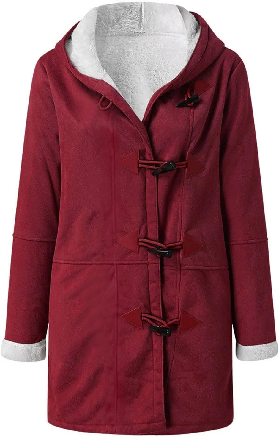 Plus Size Winter Coat for Women Heavy Warm Sherpa Fleece Lined Distressed Overcoat Parka Faux Suede Hoodies Pea Coat