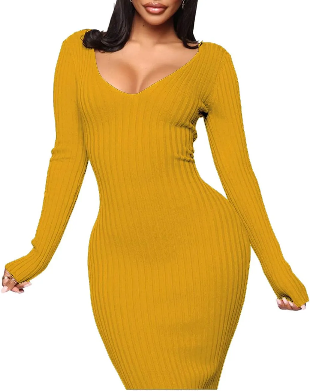 SheKiss Womens Off Shoulder Plus Size Work Business Sweater Dresses Long Sleeves Bodycon Cardigans Outfits