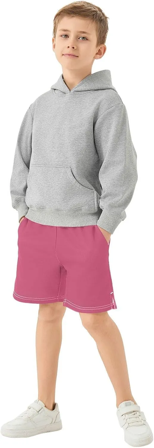 Solid Color Boys Athletic Shorts Quick Dry Active Youth Shorts with Pockets for Kids