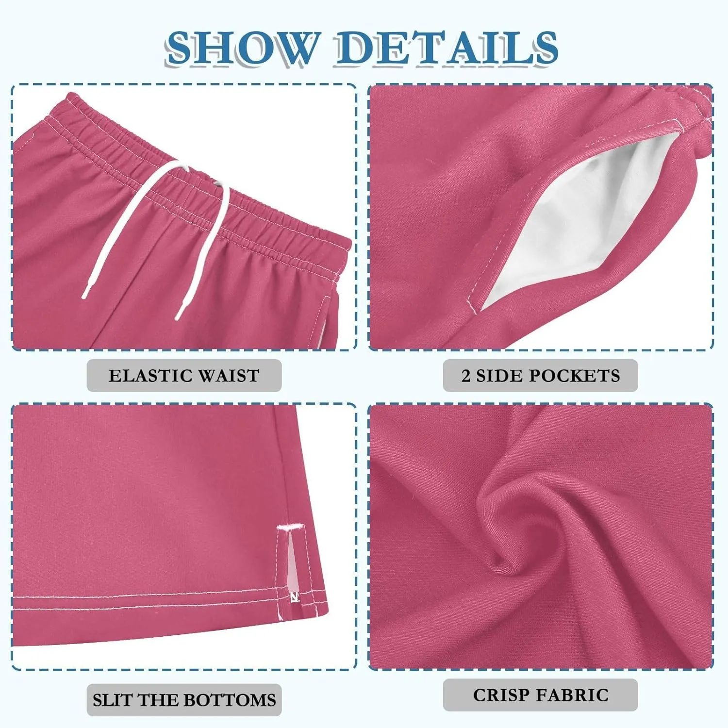 Solid Color Boys Athletic Shorts Quick Dry Active Youth Shorts with Pockets for Kids