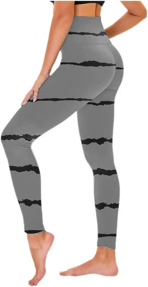 Women's High Waisted Leggings Stripe Firm Compression Yoga Leggings Pants Jogger Track Pants Workout Clothes