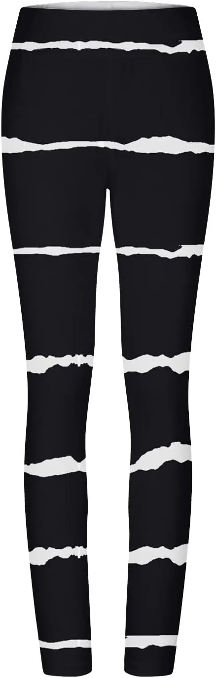 Women's High Waisted Leggings Stripe Firm Compression Yoga Leggings Pants Jogger Track Pants Workout Clothes