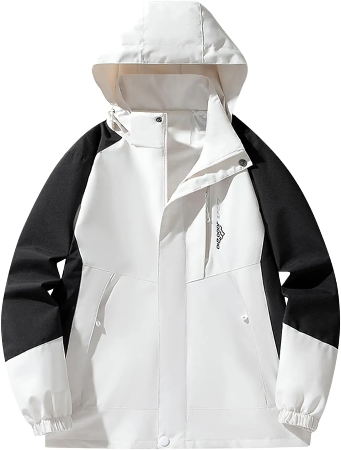 Womens Hooded Rain Jacket Windbreaker Plus Size Zip Up Warm Anorak Jacket Comfy Outdoor Hiking Raincoats with Pockets