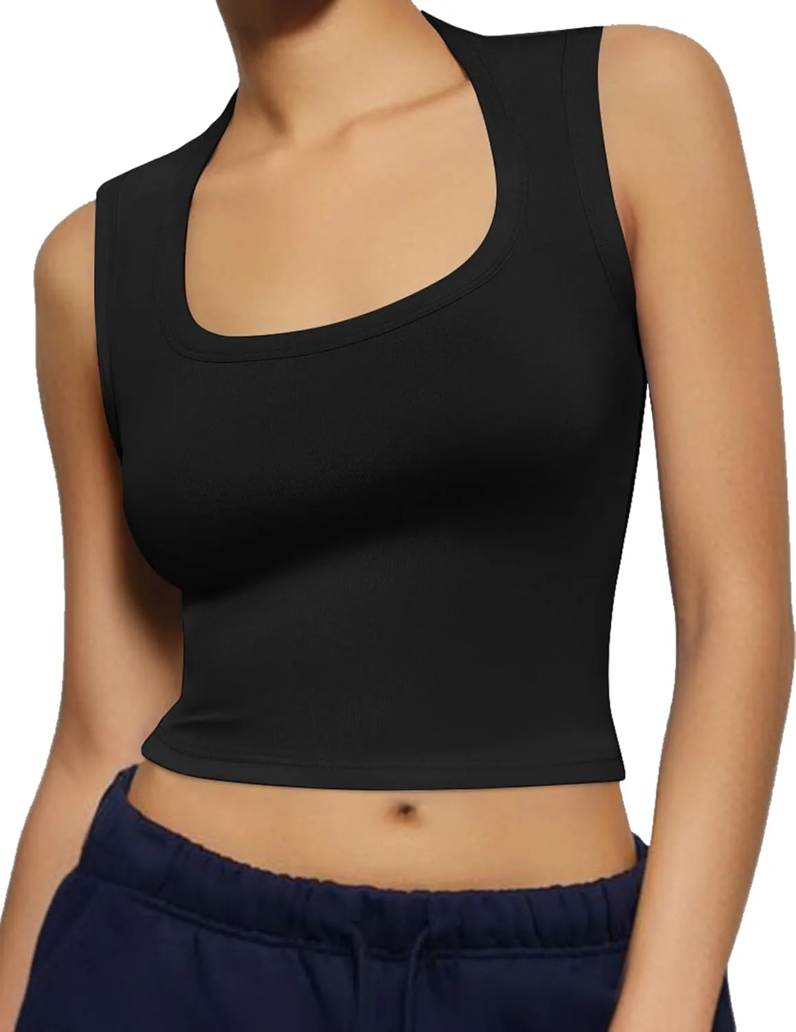 Womens Square Neck Crop Tops Cute Basic Tight Tank Tops 2025 Clothes