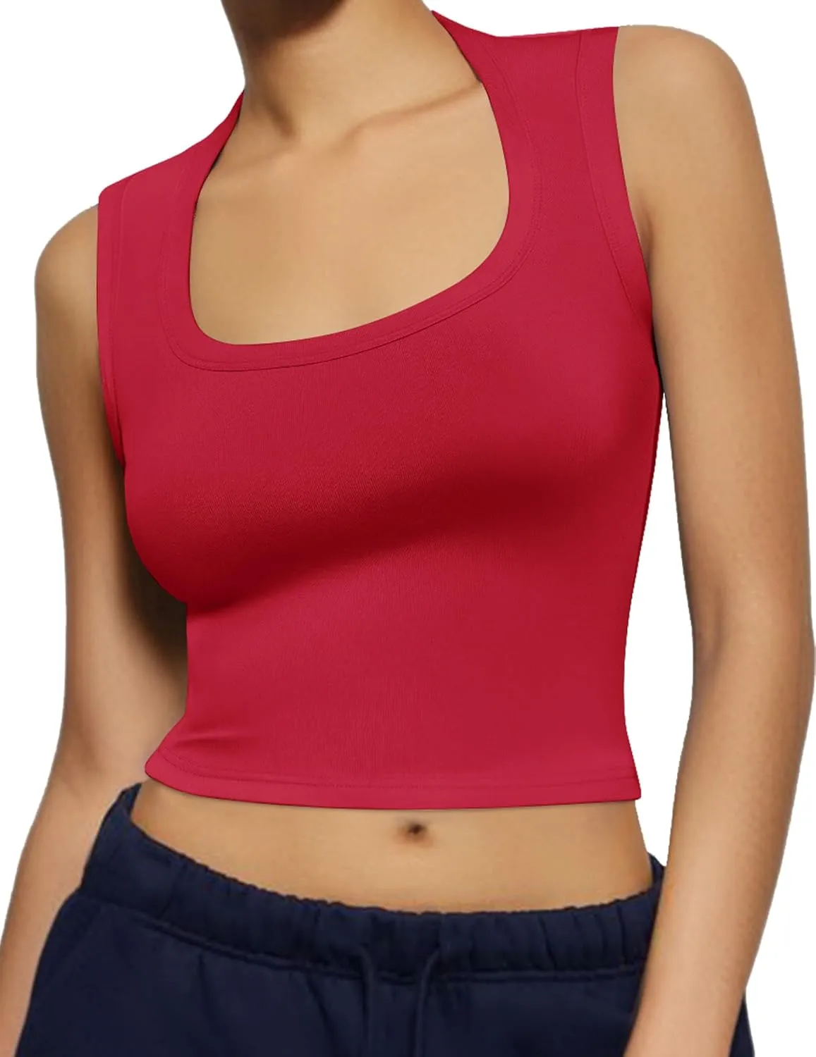 Womens Square Neck Crop Tops Cute Basic Tight Tank Tops 2025 Clothes