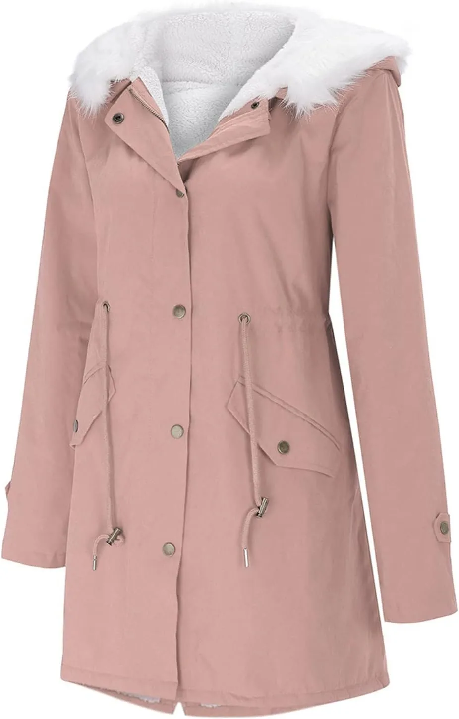 Women's Warm Winter Coat Snow Ski Jacket Fleece Lined Military Jacket Women Faux Fur Hooded Coat Puffer down Jackets