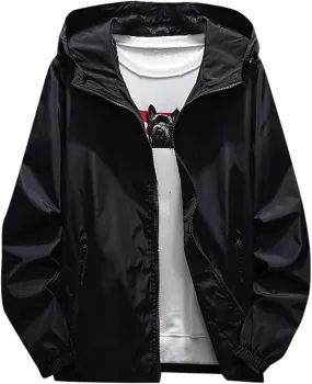 Ymosrh Men's Lightweight Rain Jacket Waterproof Windbreaker Jacket Hooded Raincoat Jacket, M-7XL
