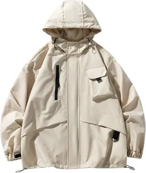 Ymosrh Men's Rain Coat Waterproof Lightweight Hooded Jacket Outdoor Raincoat Shell Jacket Hiking Travel Jacket, M-3XL